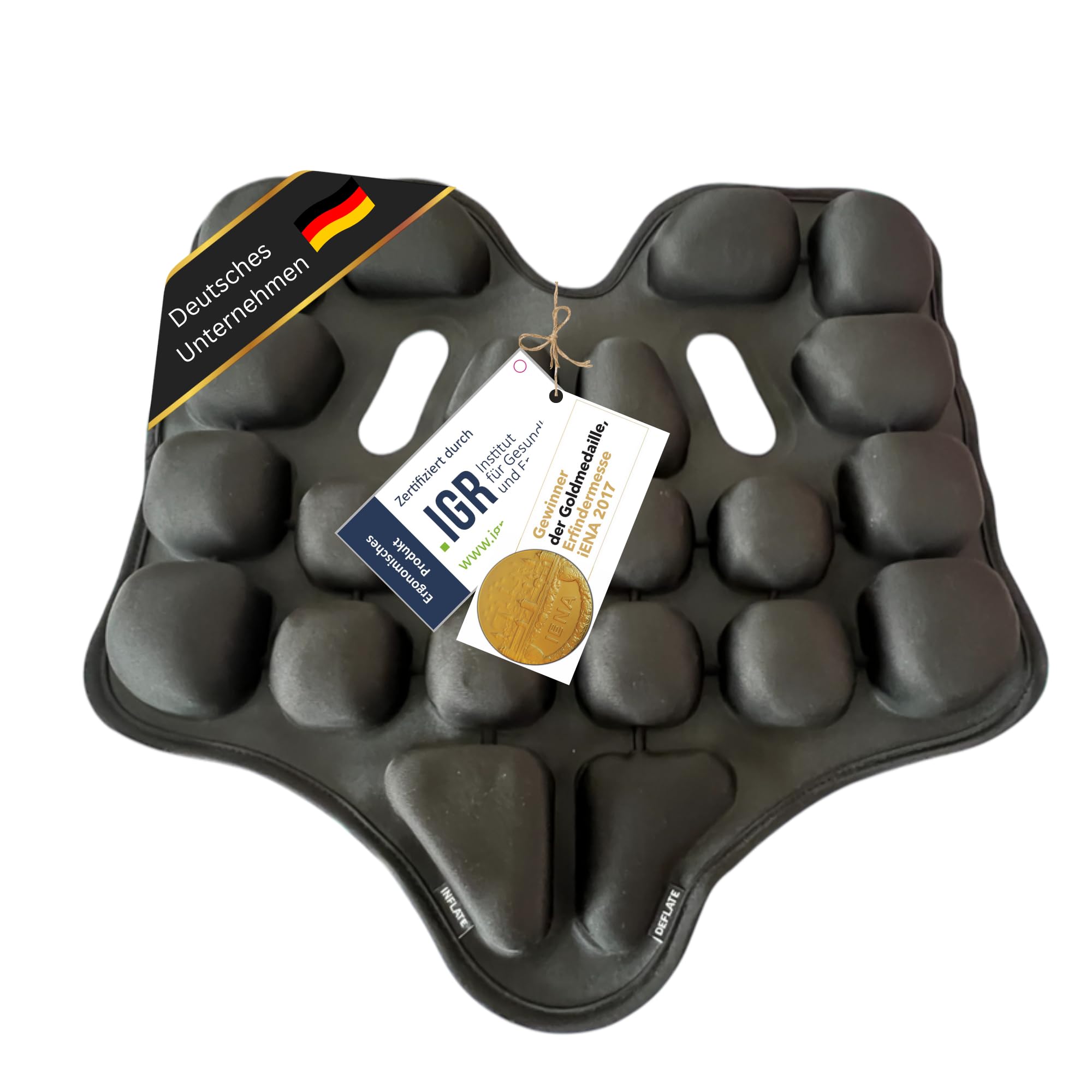 Cuscino ortopedico SoftAirSeat PRO – viaggio, ufficio, auto, volo, treno, cuscino per sedia con 20 imbottiture d'aria, regolabile individualmente