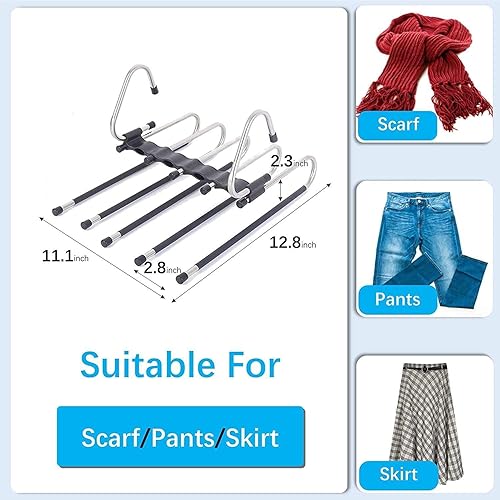 Miniatura 6 de Amilc - Perchas Mágicas para Pantalones que Ahorran Espacio -Diseño de Extremo Abierto - Paquete de 2 ganchos para ropa Colgar - Perchas para