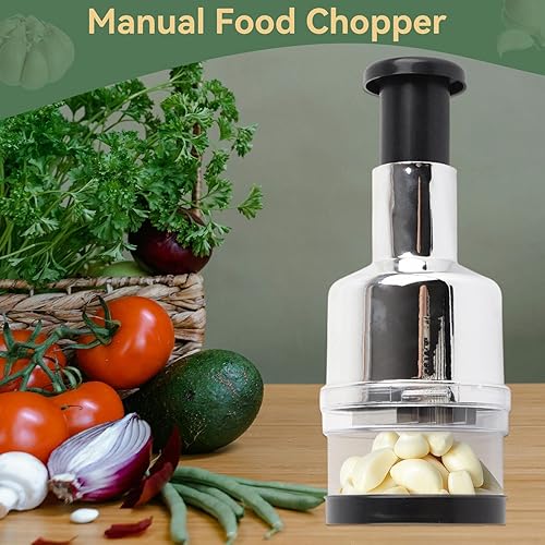 Miniatura 4 de Picador de chef mimado, picador de alimentos de mano, de acero inoxidable, manual de acero inoxidable, picador de verduras a mano, picador de