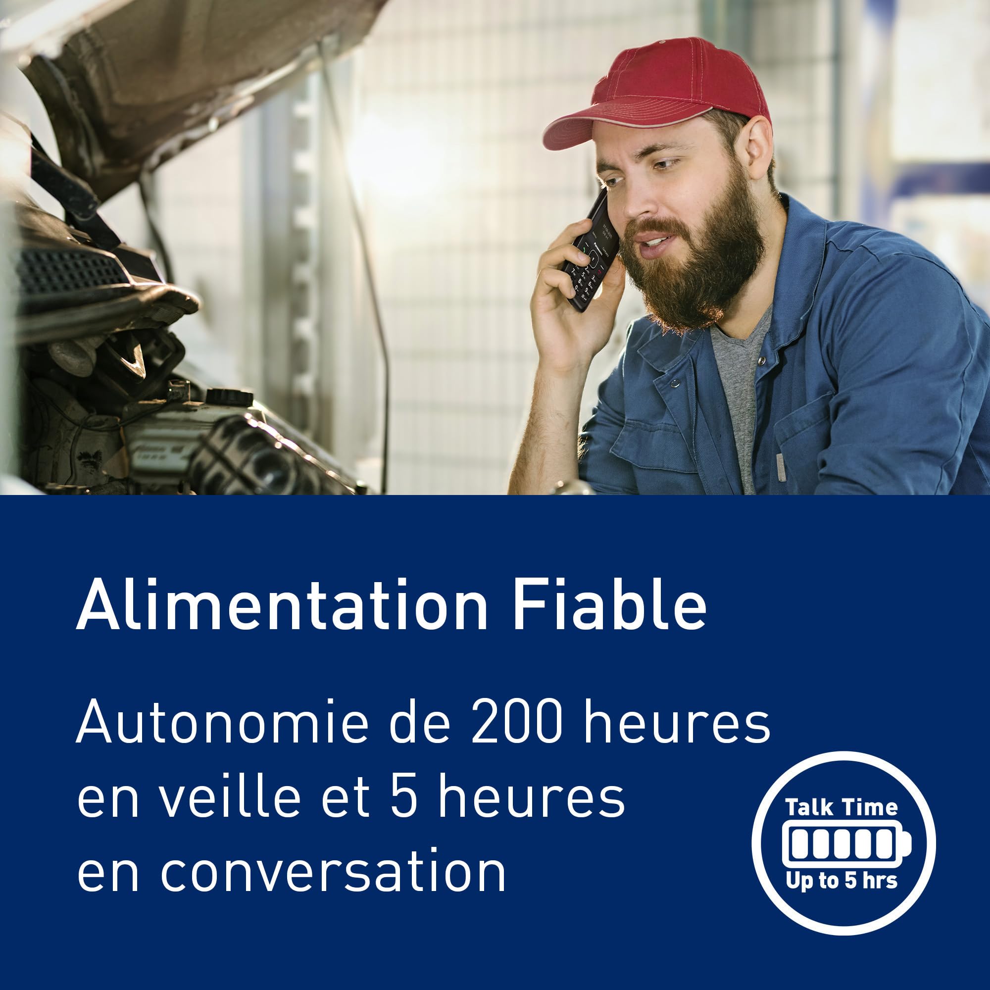 Panasonic KX-TF400EXB Téléphone à Touches 4G Facile à Utiliser, Volte, autonomie fiable Jusqu’à 280 Heures en Mode Veille, Charge USB-C, écran de 2,4 Pouces, Bluetooth, résistance à l’Eau IP44, Noir