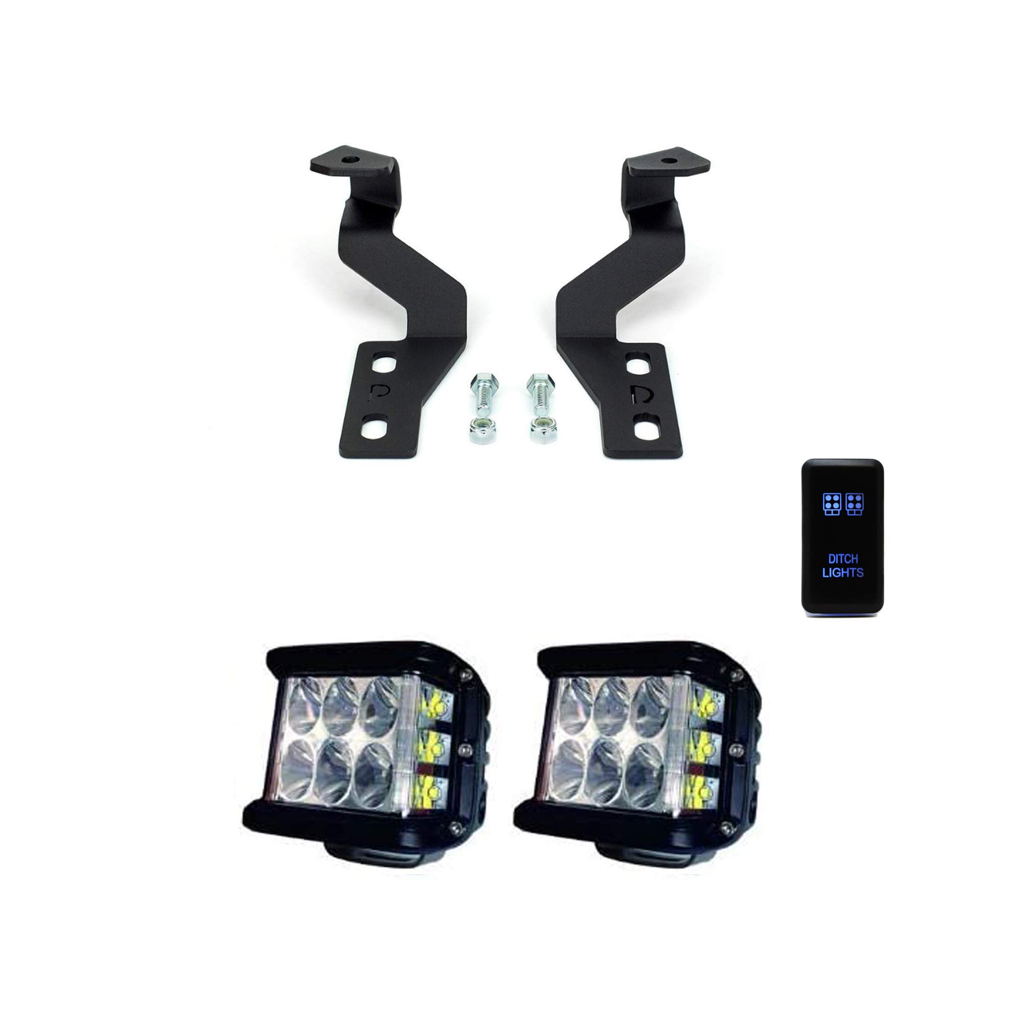 Low Profile Ditch Light LED Pod Hood Mounting Brackets| 27W Side Projecting LED Pods| Tundra OEM Sty