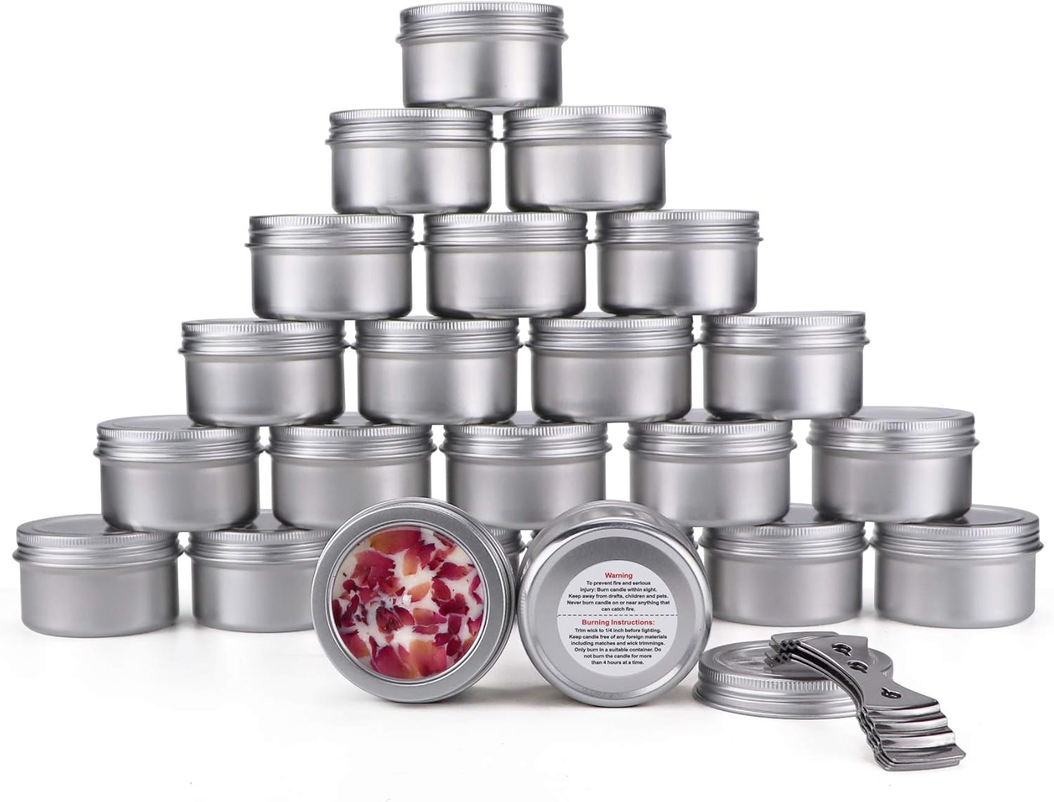4oz Aluminium Candle Container with Tin Lid and Labels - Pack of 24