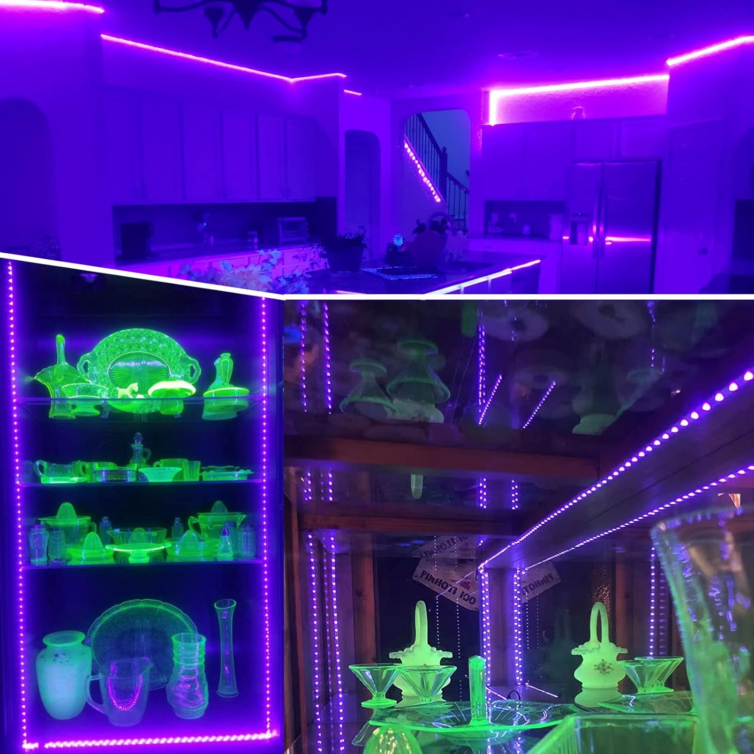 6.6ft 120 LED Black Light Strips, Battery Operated UV LED Strip for Glow Party, Halloween, Glass, Poster, Painting, Battery Not Included
