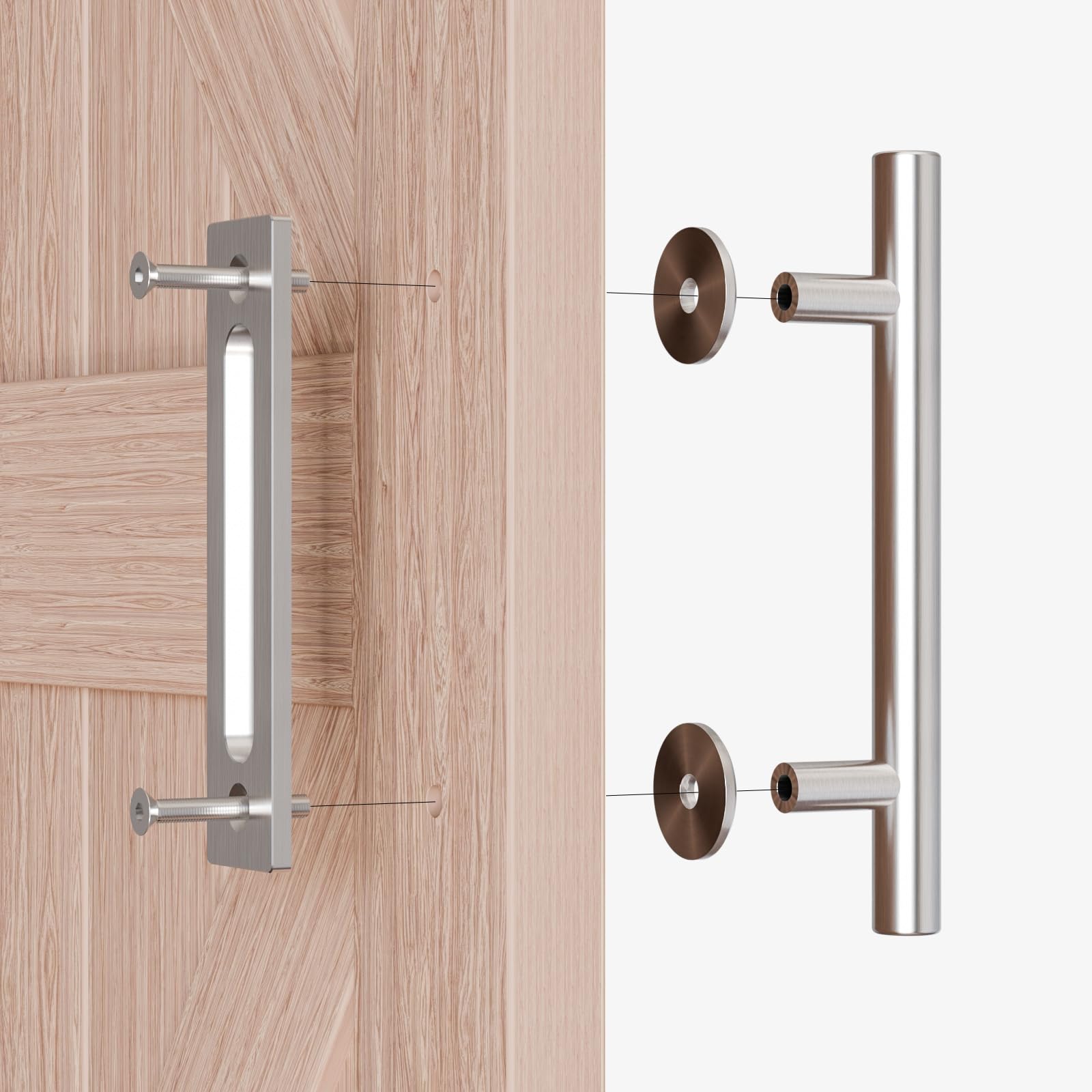 30CM Manija De Puerta Corredera De Acero Inoxidable, Mango de Puerta De Granero, Moderno, Plata (1 Unidad)