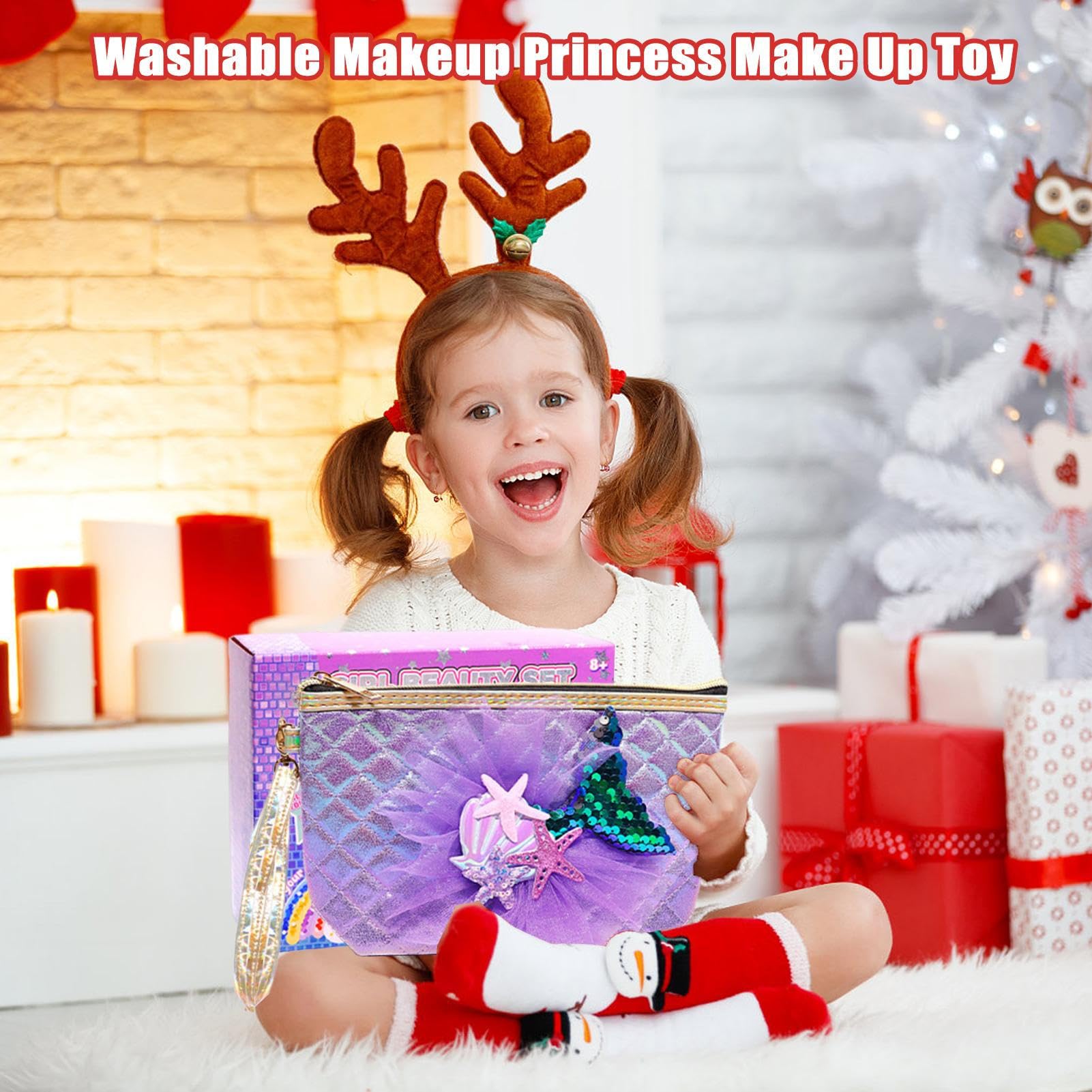 Kit Di Trucchi Per Bambine 26 Pezzi Di Cosmetici Lavabili A Tema | Trucco per Ragazze Per Bambine Età 3-12 Compleanno Travestimento Di Finzione Natale Principessa Giocattoli