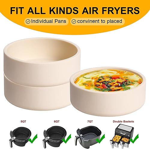 Miniatura 4 de Dootafy Paquete de 6 moldes de silicona para freidora de aire, sartén para huevos individuales para microondas, moldes para huevos y microondas,