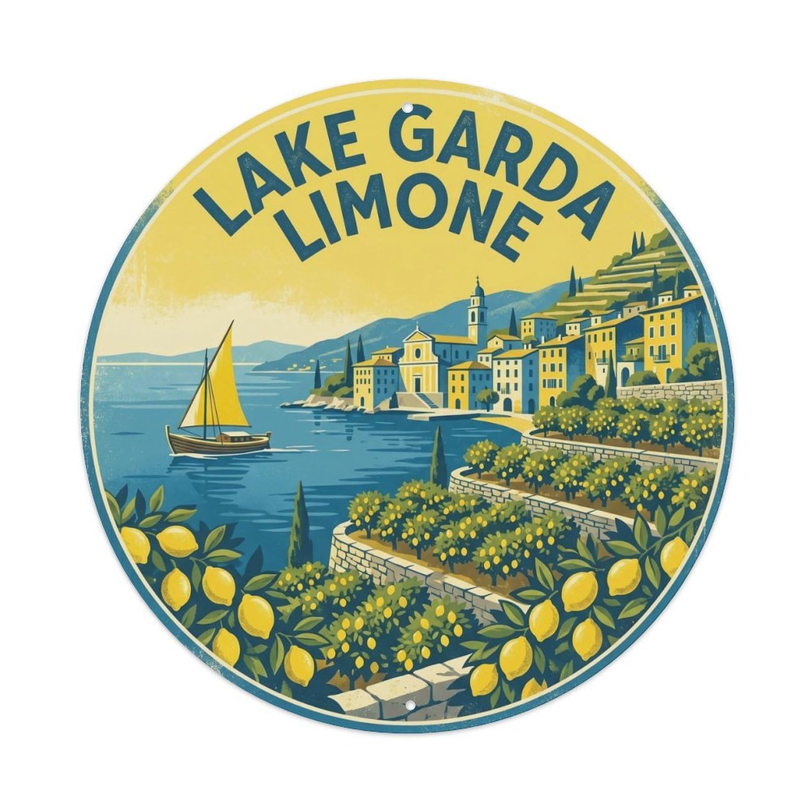 Limone Lake Garda Italy Heritage City Travel Retro Metal Tin Sign