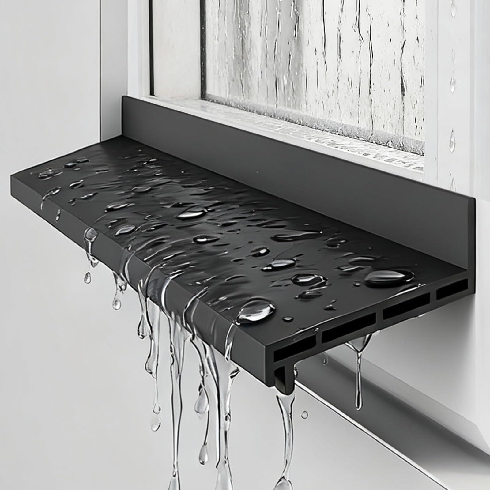Desviador de Lluvia Autoadhesivo, Cinta de Sellado Neteorológico de Goma for Puerta, Protectores de Lluvia Exteriores y for Ventanas Hogar(5.5m/216.5in)