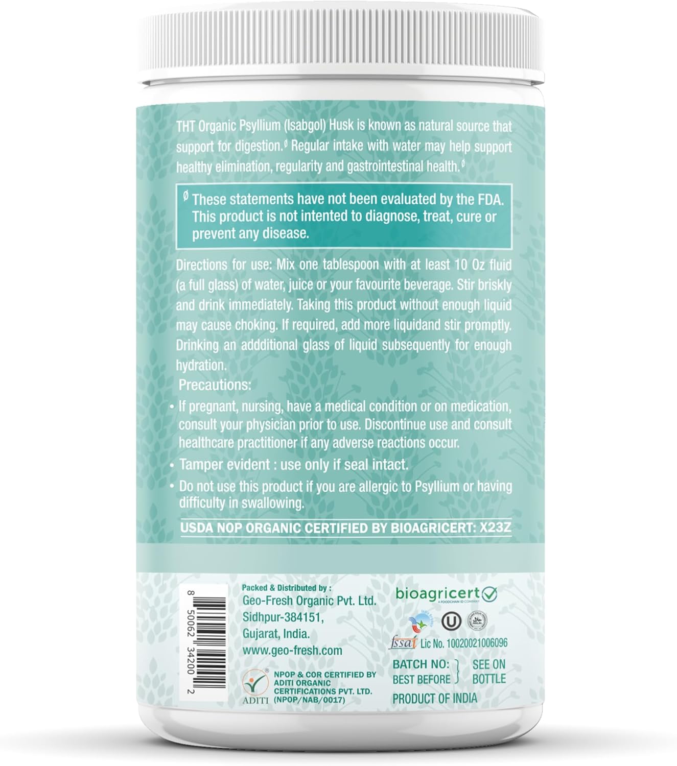 Psyllium Husk Powder Organic 8 oz - Isabgol Powder Product of India - Whole Psyllium Husk Fiber Supplement for Digestive Health & Regularity - Gluten-Free, USDA Organic, Kosher - Image 7