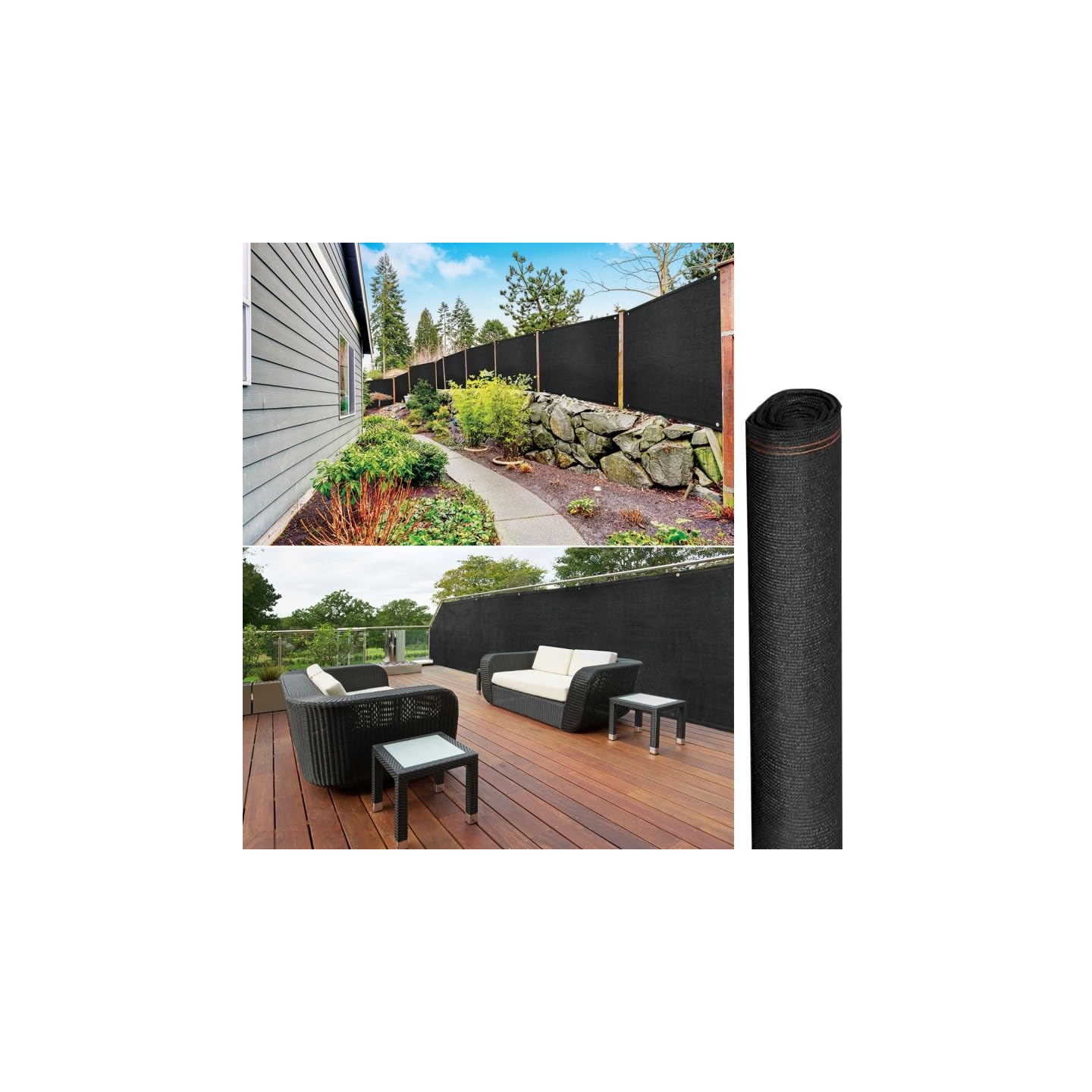 IDMarket - Brise Vue renforcé 1,8 x 10 M Noir 220 GR/m² Luxe Pro