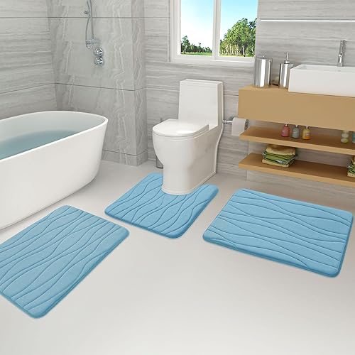 Miniatura 16 de Buganda - Alfombra de baño de espuma viscoelástica 24x16, tapetes de baño extra suaves y absorbentes, antideslizantes y lavables a máquina para el