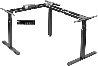 VIVO Electric Motor Height Adjustable Corner 3 Leg Standing Desk Frame, Frame Only, Sit Stand Ergonomic L Frame, Black, DESK-V130EB