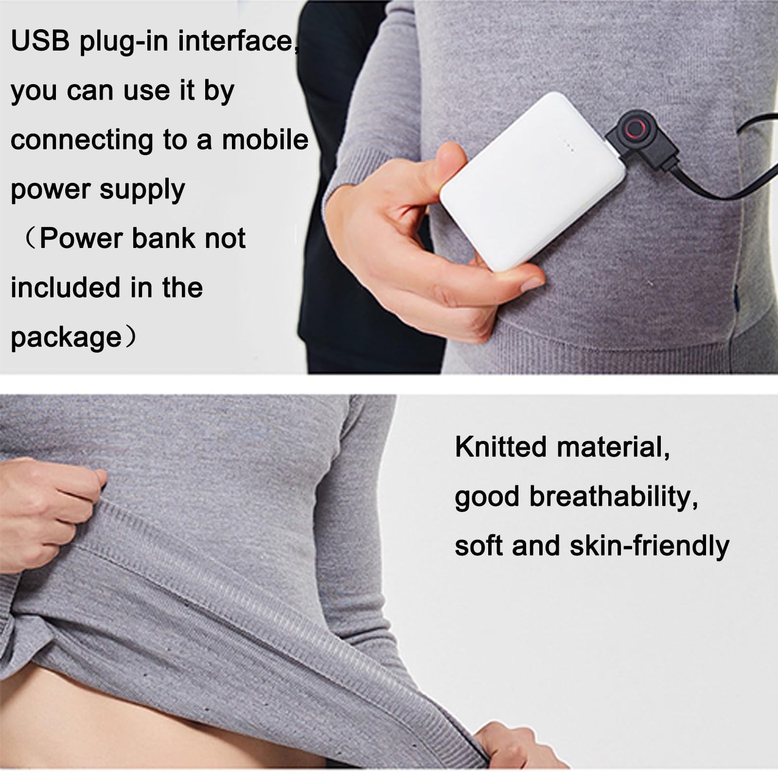 Set di Biancheria Intima Riscaldata Per Uomini E Donne, Termica Riscaldata + Pantaloni Riscaldati Elettricamente, Alimentato a Batteria USB Pantaloni Smart Control Temperatura Tuta Calda ( Colore : Bl