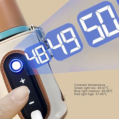 Miniatura 6 de Baby Bottle Warmer Sleeve, Portable Digital Display Milk Warmer, 26 Level Temperature Settings, Lightweight Travel Warm Bag for Outdoor, PU Leather