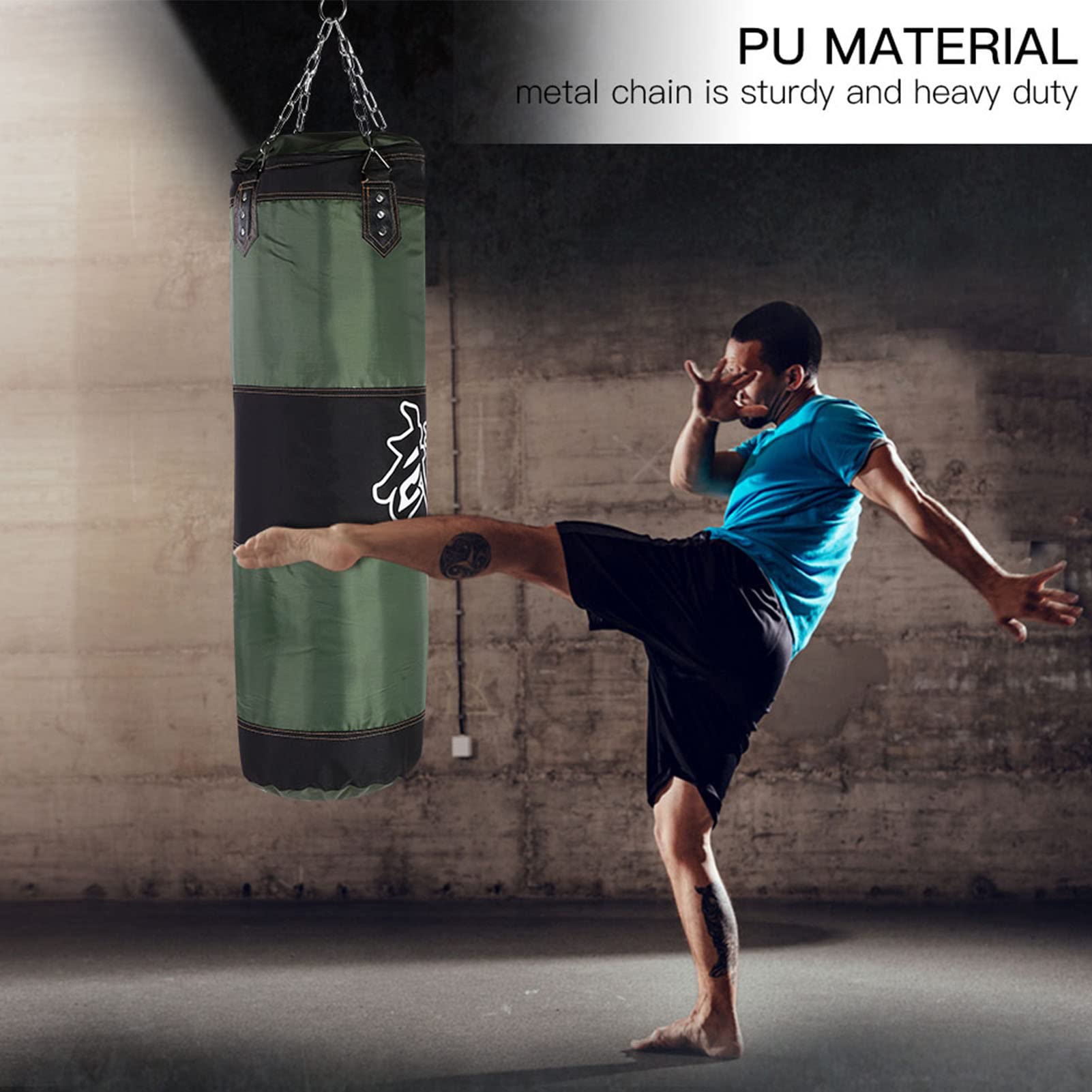 Gavigain Sports Punching Bag, Empty Training Boxing Hook Kick Sandbag for Karate Punching Inflatable Kickboxing Bag for Training MMA Muay Thai Fitness (1.2m/3.9ft)