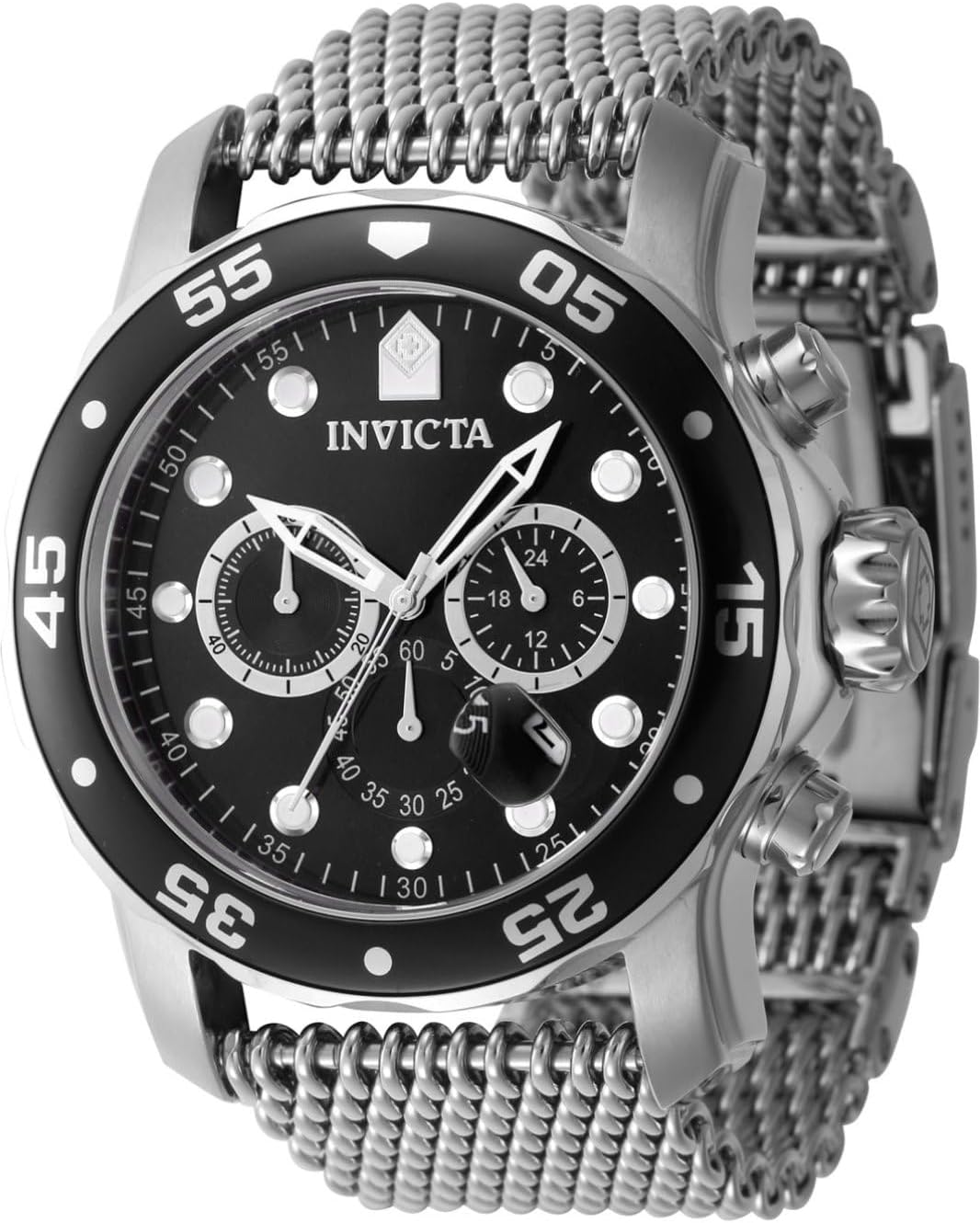 InvictaMen's Pro Diver Black Dial Stainless Steel Analog Watch - 47236, Silver, sport