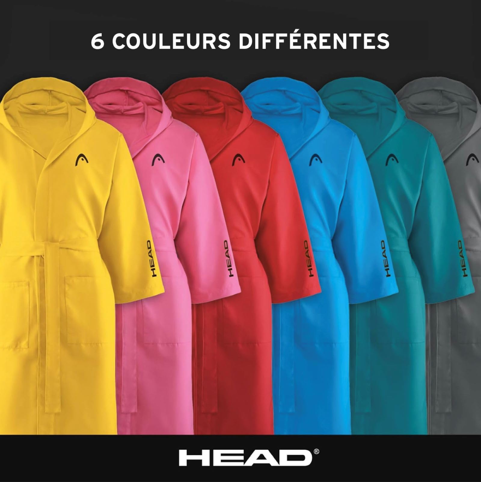 HEAD Active - Peignoir de Bain Femme et Homme Microfibre avec Capuche et Poches