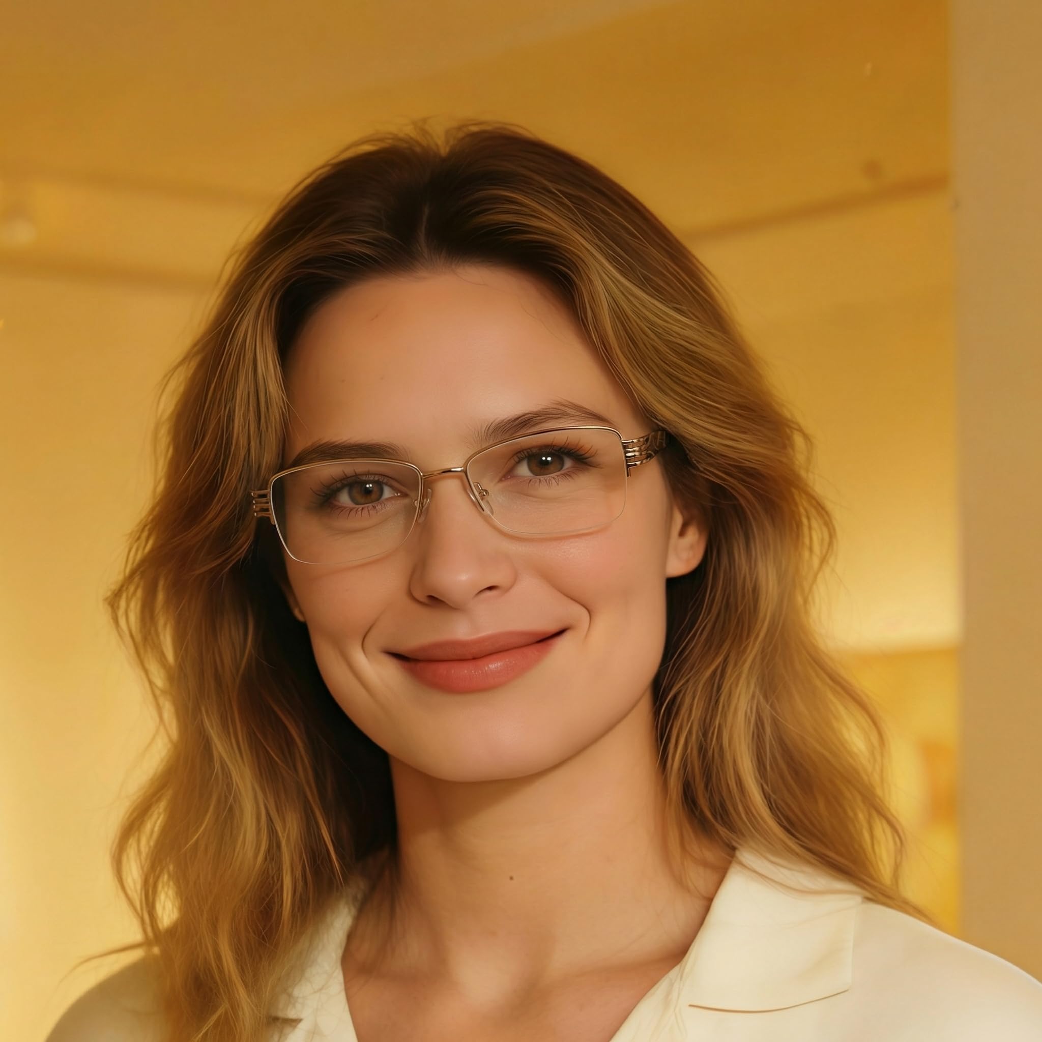 Metalowe unikalne damskie okulary retro eleganckie moderno popularne brązowe złoto okulary