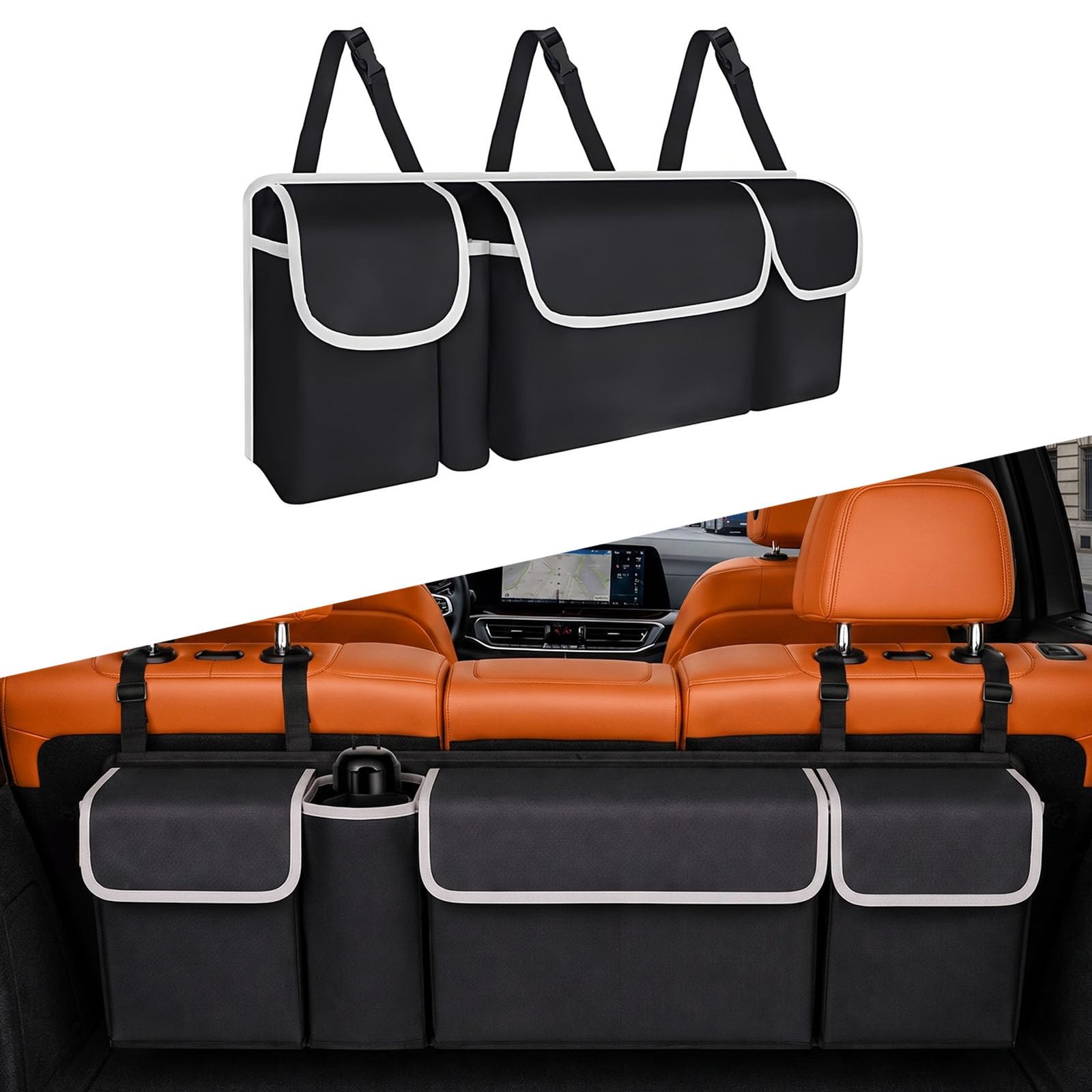 R-timer Car Boot Organizer for Hyundai Kona 2020-2023, Backseat Hanging Storage Bag Auto Interior Accessories Tidy Container Pouch Space Saver