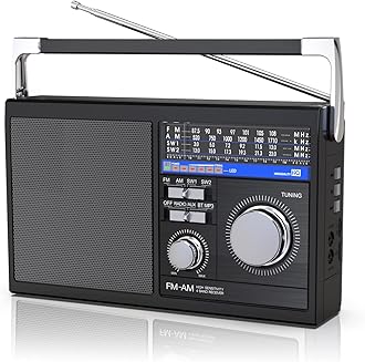 Portable AM FM Radio with Bluetooth, SW Transistor Retro Radio with Best Reception, Battery Operated or AC Power, Bluetooth Speaker Earphone Jack USB TF Card AUX Input, for Senior(Black)