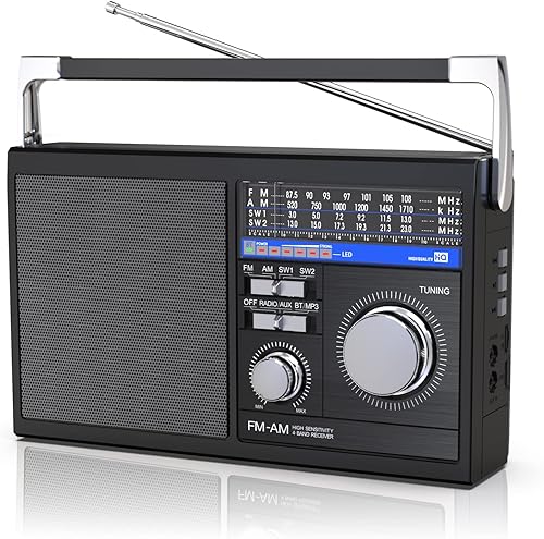 Miniatura 8 de Radio FM portátil radio de transistor de onda corta con la mejor recepción funciona con pilas o radio retro de alimentación de CA con altavoz