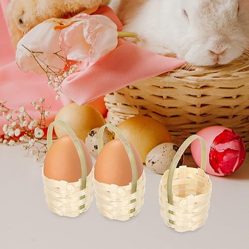 Miniatura 9 de Amosfun 6 cestas de almacenamiento de huevos de Pascua, contenedor de aperitivos de Pascua, despensa tejida, cesta de flores, organizador de Pascua