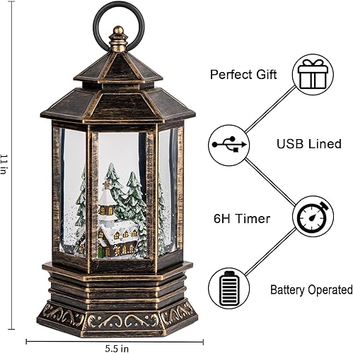 Miniatura 50 de Globo de nieve de Navidad, escena cardenal iluminada, linterna musical de agua de nieve, decoración navideña brillante y regalo para familiares