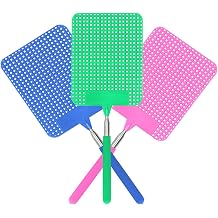 Telescopic Fly Swatter 3 Pack Extendable Stainless Steel Handle, Manual Bug Swatter with Long Reach for Indoor Outdoor Use, Durable Fly Swatters for Home, Kitchen, Office
