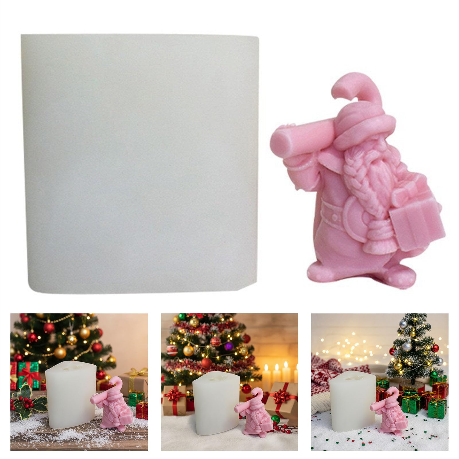 Molde de silicona con temática navideña, forma de Papá Noel para velas hechas a mano, fabricación de jabón, resina epoxi, molde de manualidades de Navidad