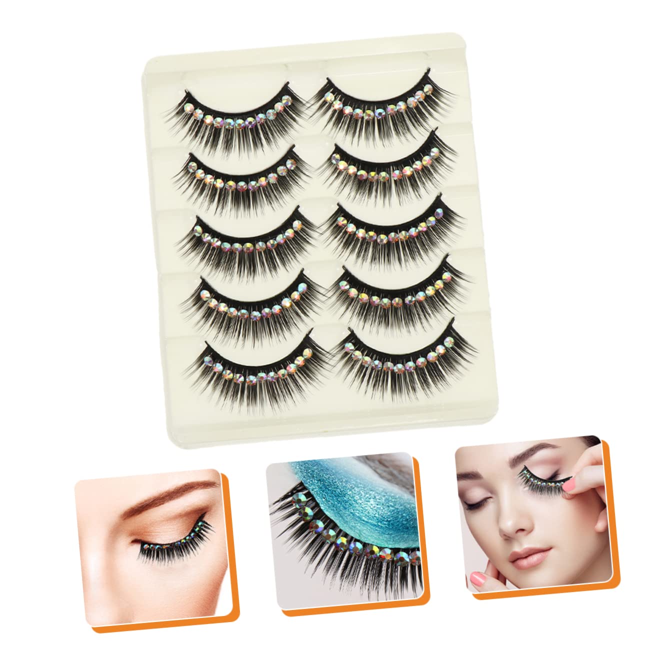 Ipetboom 40pares Pestañas Postizas Brillantes Para Maquillaje De Mujeres Extensiones De Ojos Largos y Dramáticos Para Fiestas Cosplay y Eventos Especiales