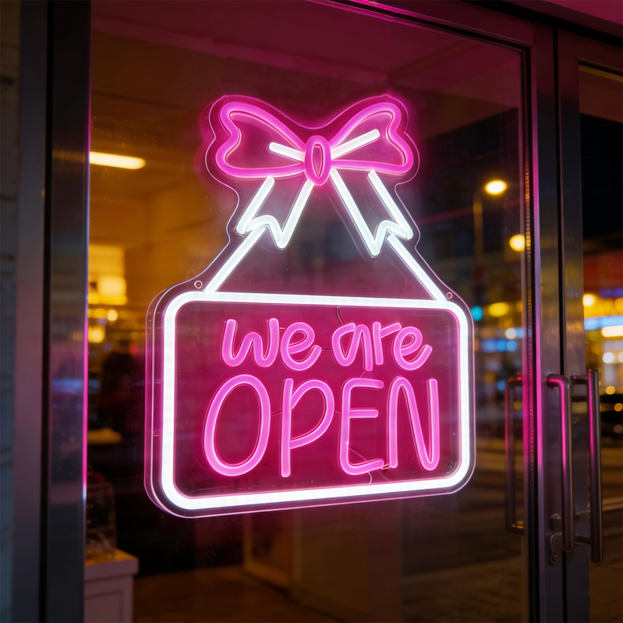 HFHungkeong Acrylic Open Sign,Dimmable Business Open Neon Light up Signs for Store Front Restaurant Hotel Shop Bar Club Wall Window Decorations,USB Power(Including Hanging Chain)