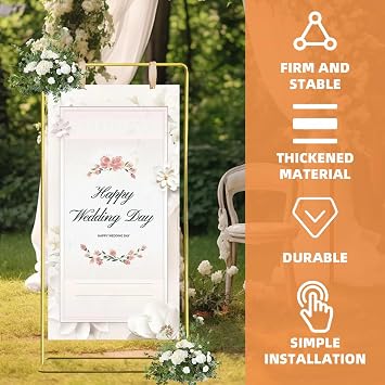 Weddinge Arch Backdrop Stand Gold Metal Square Arch Frame 1.73M