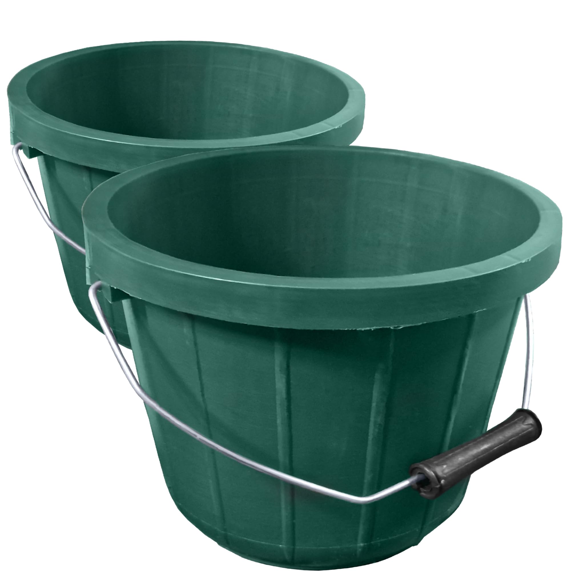 Ketoplastics Green Heavy Duty Bucket 10L (2 Gallon) – Plastic Bucket Ideal As Feed Bucket Or Calf Bucket With Easy-Grip Handle – Strong Utility Bucket For Cleaning & Gardening Pack Of 2