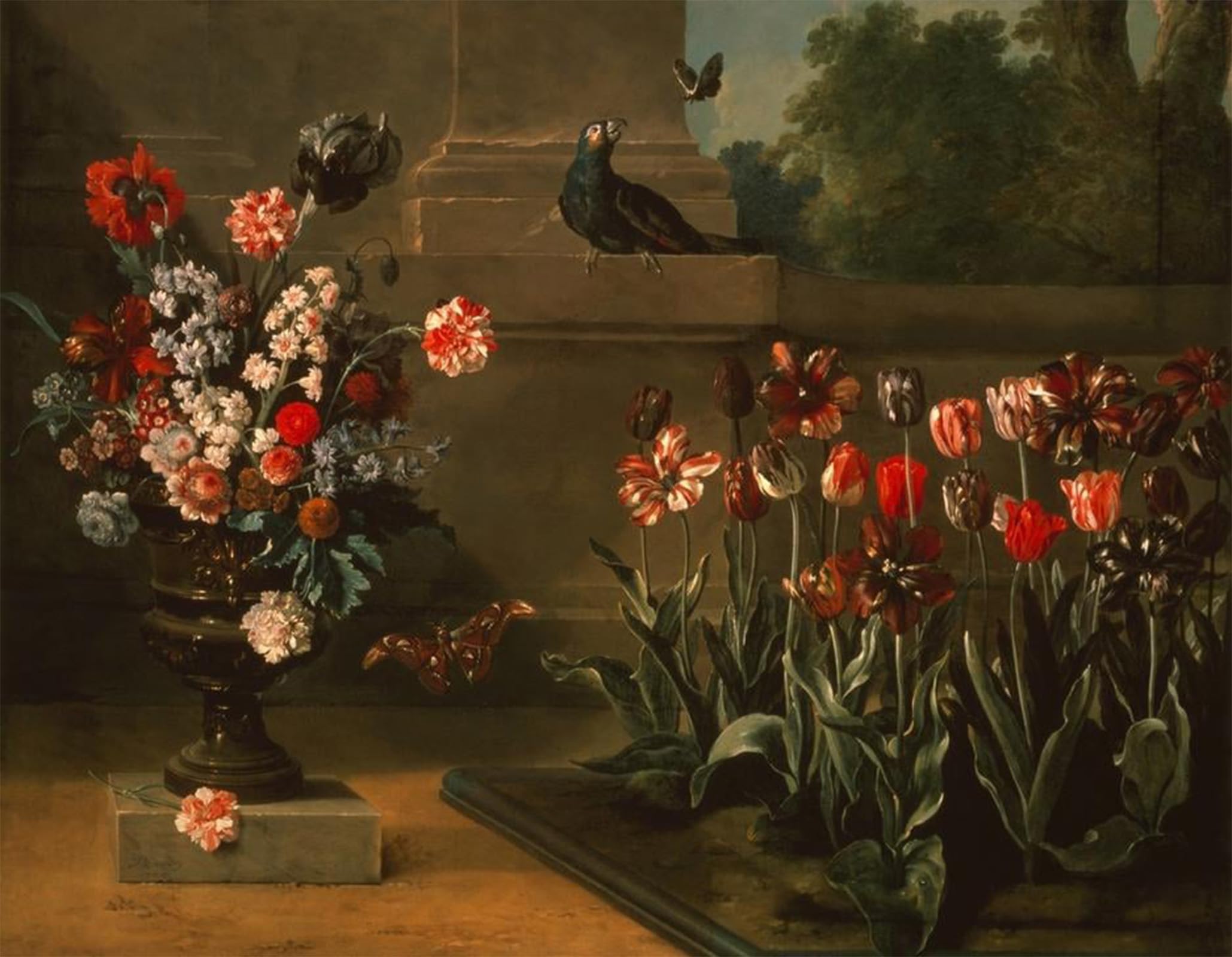 Peinture fleurs Jean-Baptiste Oudry pour habiller un grand mur vide de salon avec élégance - 5