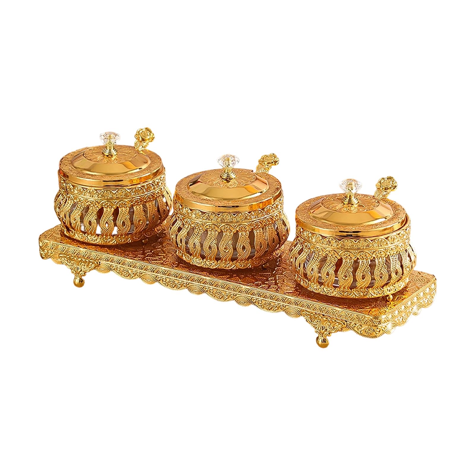 Msioytog Condiment Holder Kitchen Seasoning Storage Solution with Sturdy Base and Miniature Spoon Accessories Lavishness Gold Seasoning Jars with Lid