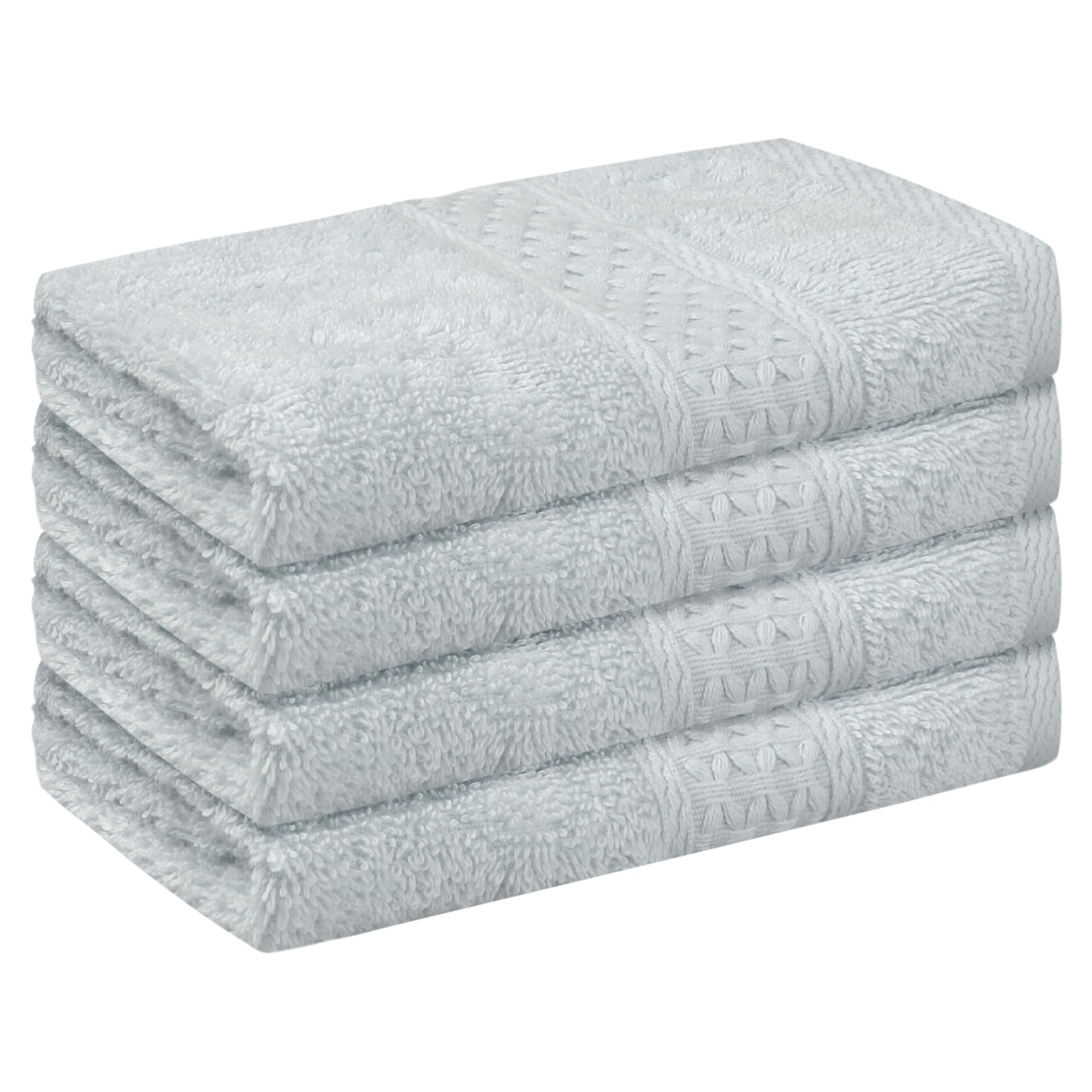 HMETOL Cotton Washcloths Set, Highly Absorbent and Comfort Washcloth, Essential Face Towel for Bathroom, Spa, Gym 34cm x 34cm Light Grey 4 Pack