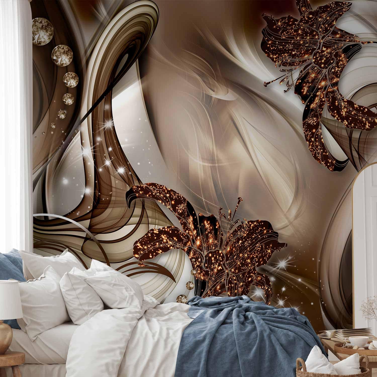 murando - Fototapete Vlies Braun Diamant Blitz, 450x315 cm, Schlafzimmer | Full HD Druck, 3D-Effekt, lichtbeständige Farben, ideal fürs Wohn- oder Schlafzimmer, schnelle Montage, lichtbeständig, edel