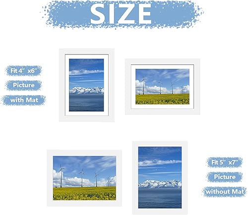 Miniatura 3 de Picrit Juego de 7 portarretratos de 5 x 7 pulgadas, para exhibición de 5 x 7 con paspartú o de 4 x 6 sin paspartú, marcos de fotos para montaje en