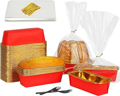 Free-Air 1 LB Disposable Bread Loaf Pans 50 Pack, Mini Loaf Baking Cups Small Cake Tins Liners,Individual Homemade Bread Loaf Containers With 50