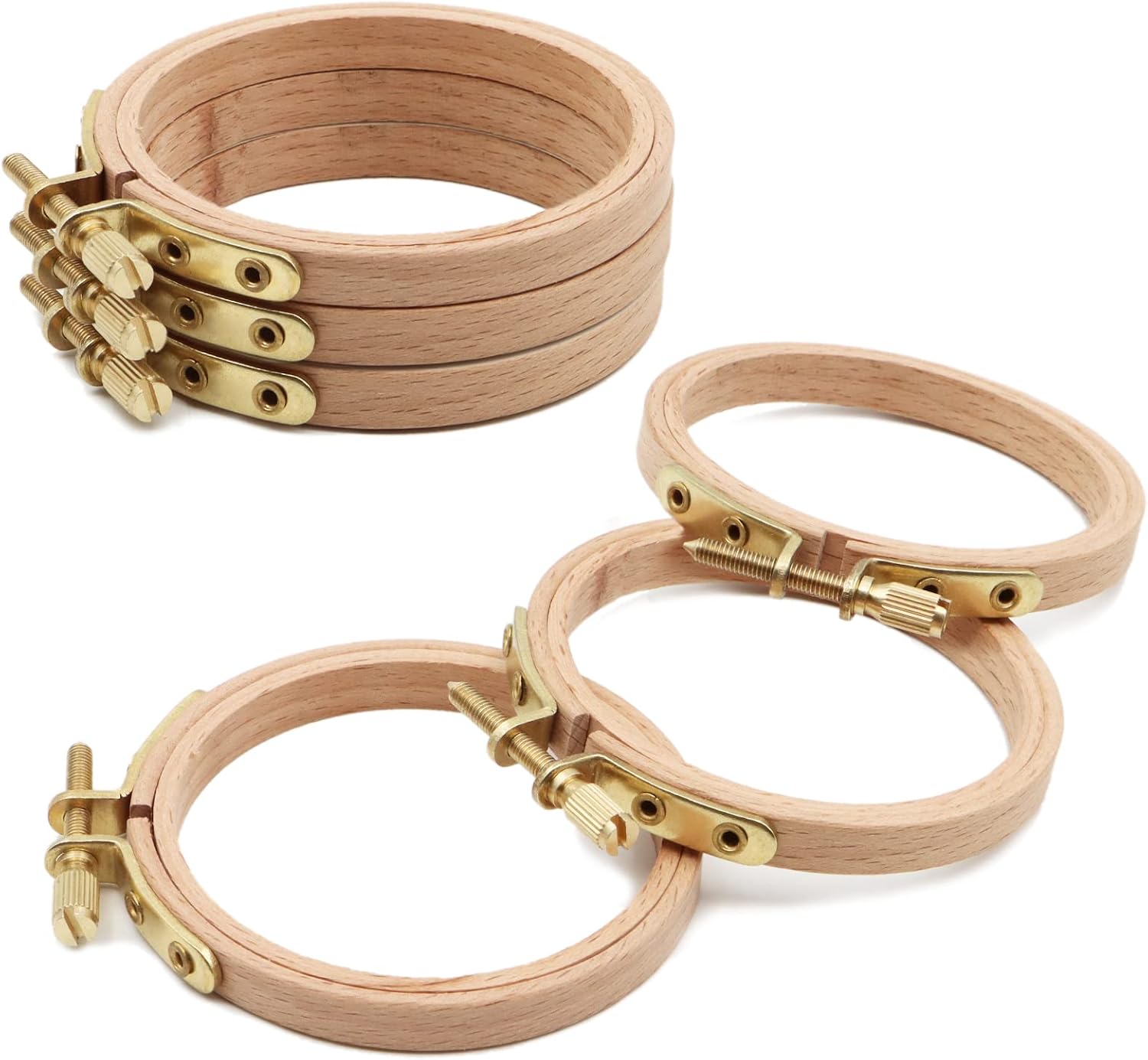 ZOCONE 6 PCS Beech Wood Embroidery Hoops, Wood Circle Hoop Ring Cross Stitch Hoop for Embroidery, Cross Stitch, Needlework, Art Craft Handy Sewing and Christmas Decoration (Size-3")