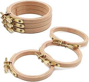 ZOCONE 6 PCS Beech Wood Embroidery Hoops, Wood Circle Hoop Ring Cross Stitch Hoop for Embroidery, Cross Stitch, Needlework, Art Craft Handy Sewing and Christmas Decoration (Size-3")