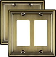 Vista 10 de Paquete de 2 cubiertas para interruptor de luz, cubierta de placa de interruptor de palanca individual, placa decorativa de pared de metal de latón