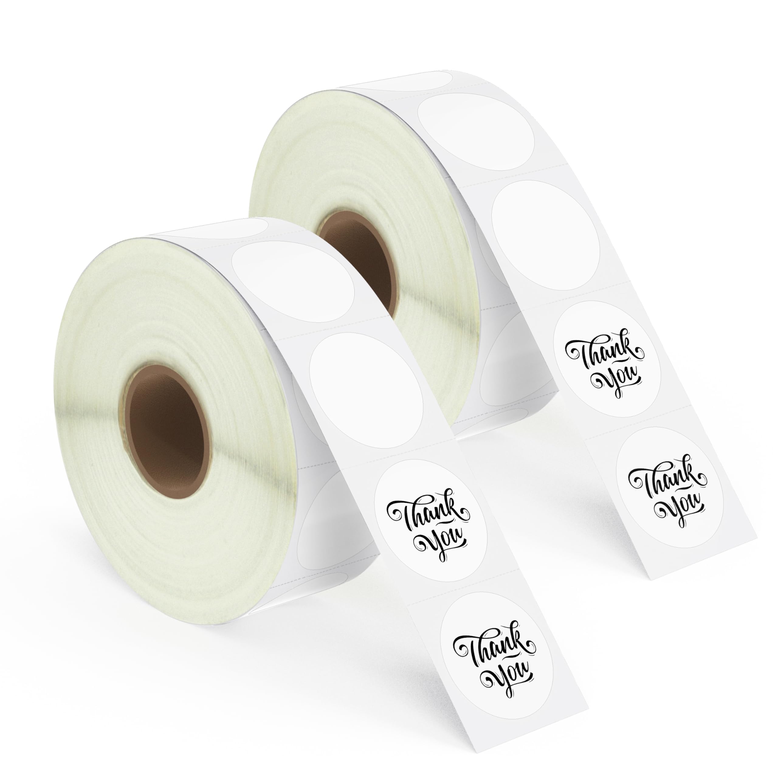 BETCKEY - 25mm Circle Thermal Stickers, Self-Adhesive Round Direct Thermal Labels, Compatible with Zebra & More Label Printer, Perforated [2 Rolls, 2760 Labels]