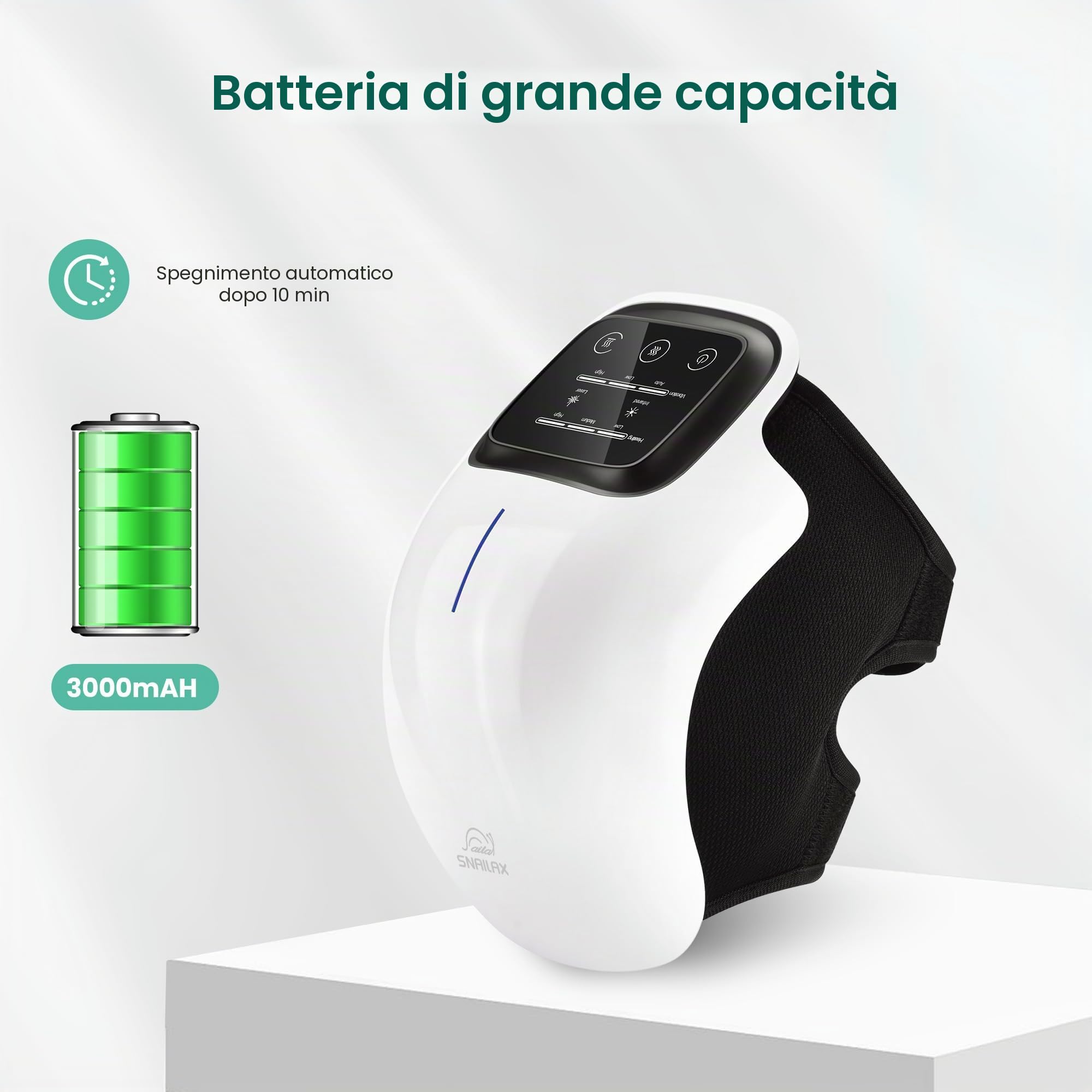 Snailax Massaggiatore per ginocchia con luce rossa e calore, Wireless massaggiatore per ginocchio con 3 temperature | 3 modalità di massaggio con vibrazione | Laser e infrarossi | Batteria potente