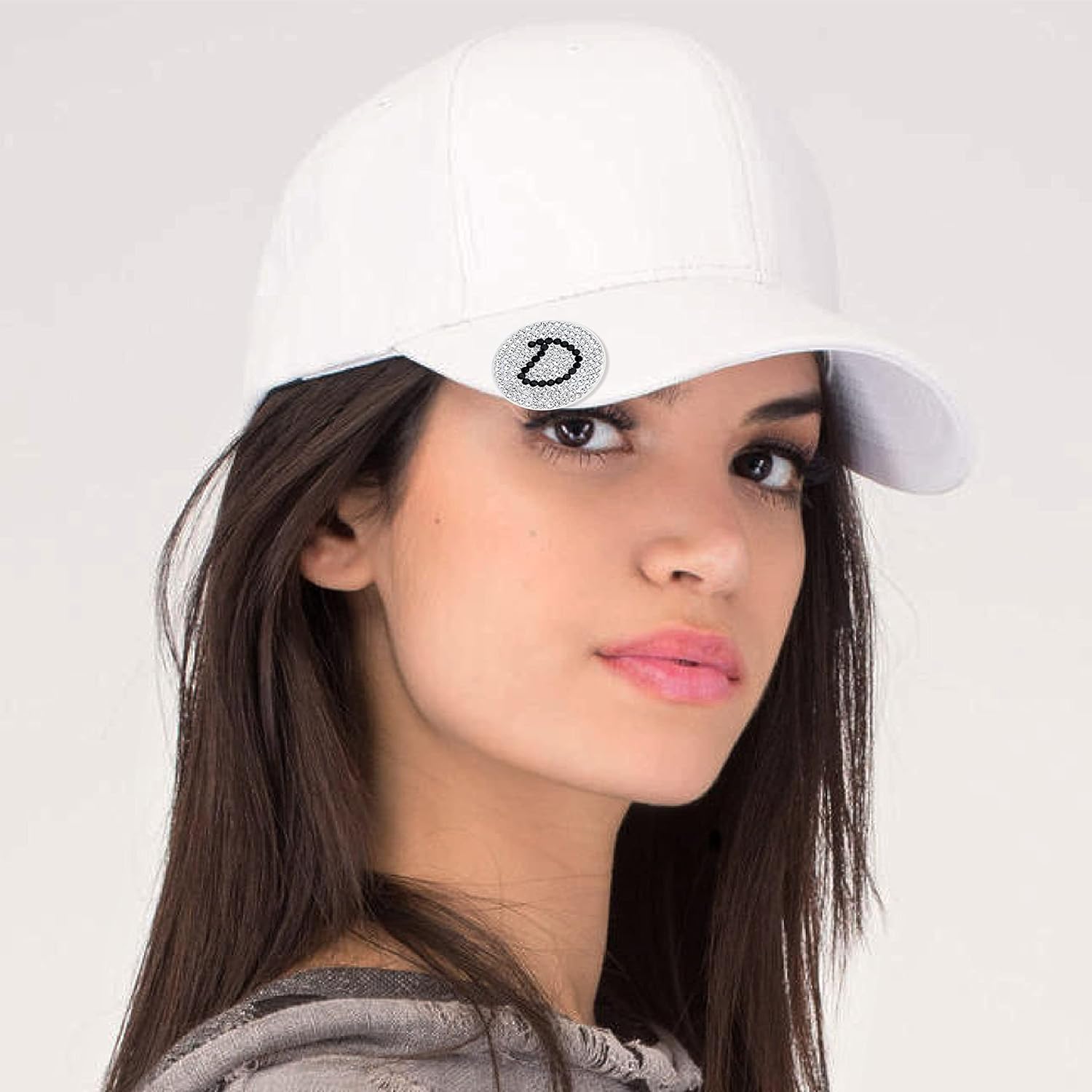 review Navika Initial Letter Monogram Micro Pave Crystal Golf Ball Marker Includes a Magnetic Hat Clip - Clear & Black