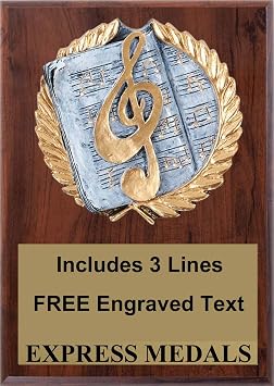Various Styles of Personalized Music Award Plaques Trophy Prize Gift