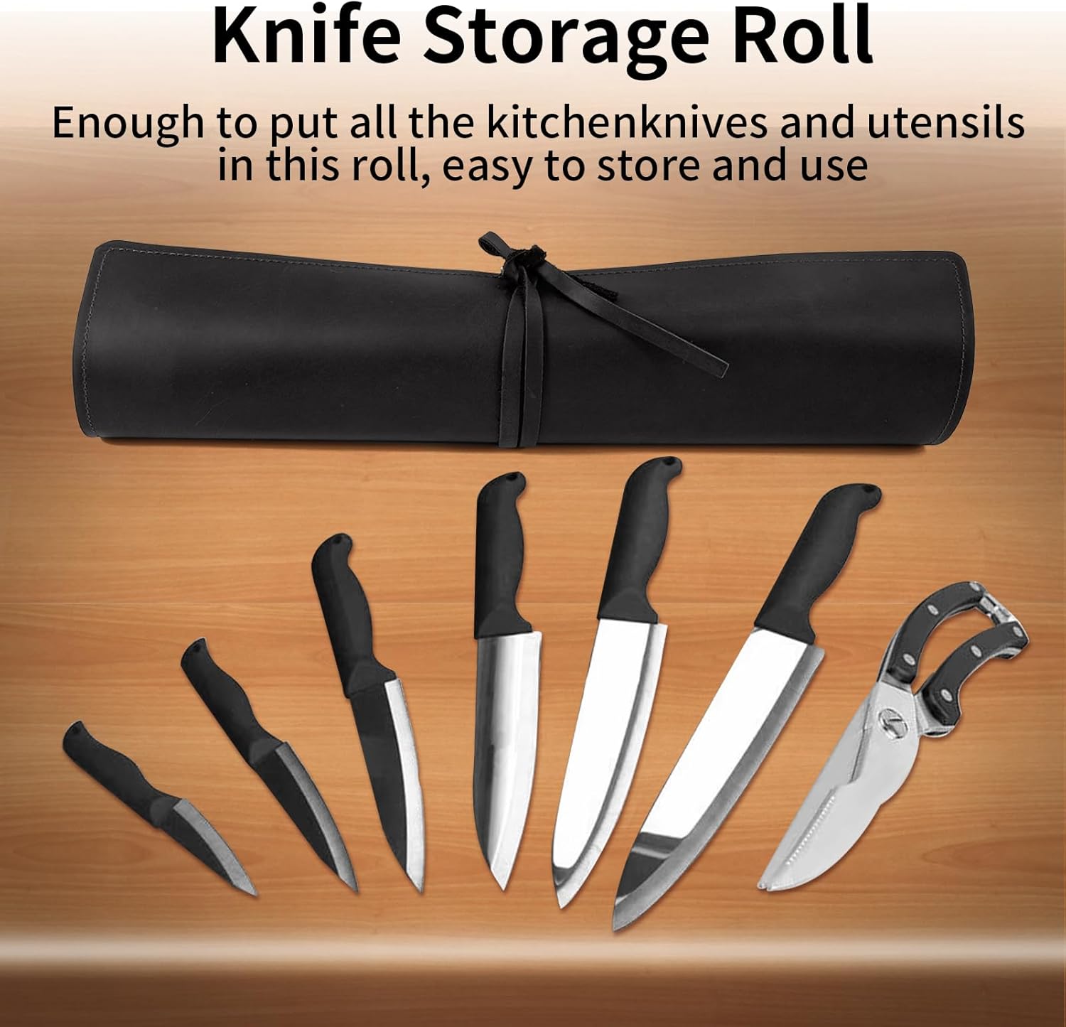 Genuine Leather Knife Roll, Knife Bags for Chefs Professional, Small Chef'S Knife Case Holder, Knives Holders Protectors with 7 Slots, Portable Chef Knife Roll Chef Knife Bag