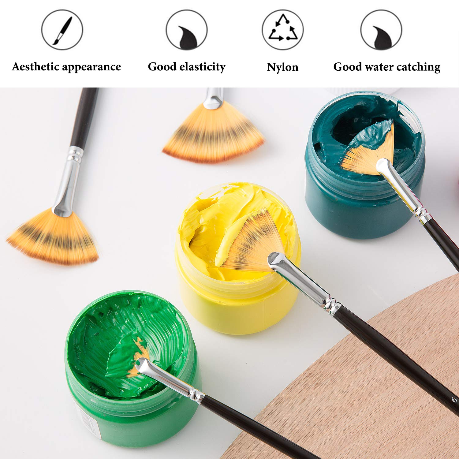 15 STKS Paletmessen Schilderen Set Roestvrij Staal met Olieverf Kwast,Paletmes Set voor Acryl Waterverf Beginners,Volwassenen Kinderen Kunstenaars en Schilderliefhebbers,Houten Handvat