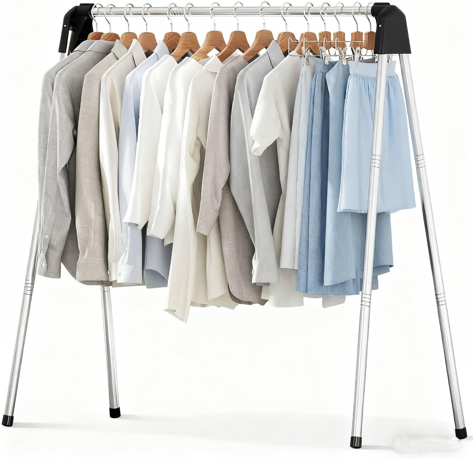 APEXCHASER Clothes Drying Rack, Foldable Laundry Rack for Indoor Outdoor Use, Collapsible Clothing Rack with Heavy Duty Stainless Steel Frame, Space-Saving Design