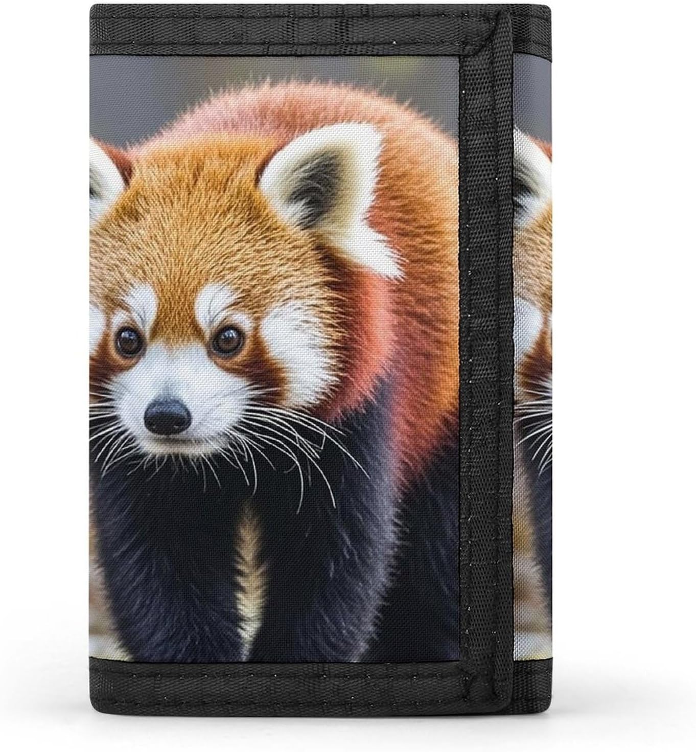 Trifold Canvas Wallet with Keychain, Modern Fashion Credit Card Holder Wallet for Men Women, Little Red Panda Animal Slim Wallets W/Zipper Coin Pocket, Novelty Birthday Gift